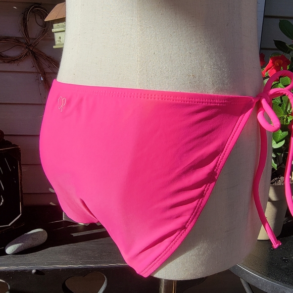 O P ♡ Gorgeous 2pc Bright Pink Padded Bralette String Bikini Swimsuit L | XL - Picture 7 of 11